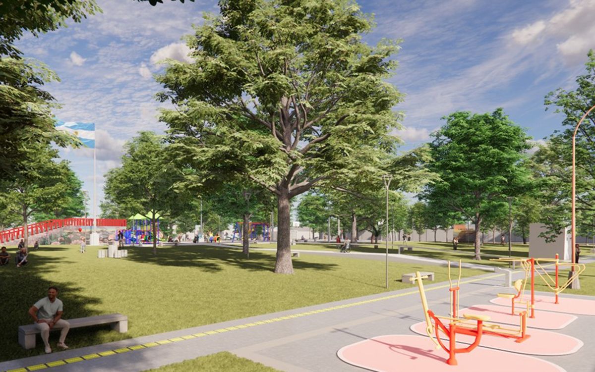 Así quedará la Plaza Eva Perón una vez finalizados los trabajos de remodelación. Así quedará la Plaza Eva Perón una vez finalizados los trabajos de remodelación.