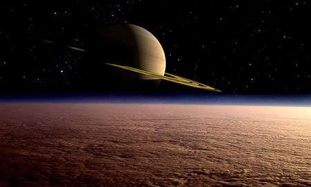 Representación artística de Titán, la Luna de Saturno más prometedora. Representación artística de Titán, la Luna de Saturno más prometedora.