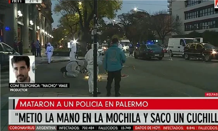 Nacho Viale, testigo de la puñalada que le quitó la vida al policía: De la mochila sacó un cuchillo gigante Nacho Viale, testigo de la puñalada que le quitó la vida al policía: De la mochila sacó un cuchillo gigante