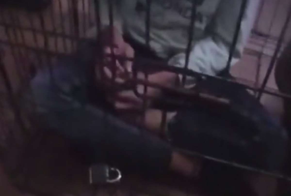 Los niños fueron liberados por la policía después de casi una hora en la que los agentes tuvieron que convencerlos para salir de las jaulas. Los niños fueron liberados por la policía después de casi una hora en la que los agentes tuvieron que convencerlos para salir de las jaulas.