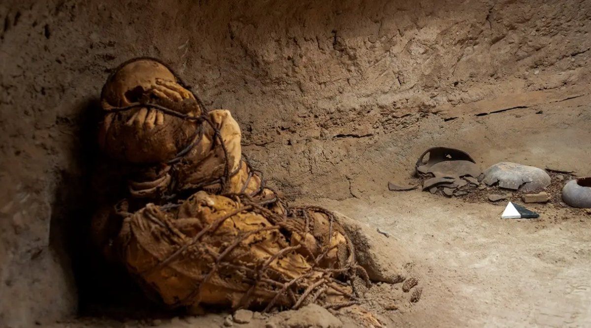 Encontraron una momia de 800 años en una escalofriante posición