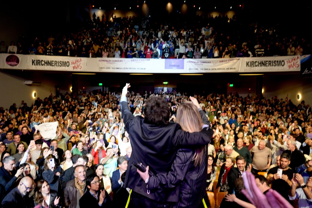 Javier Milei durante el acto en Junín.