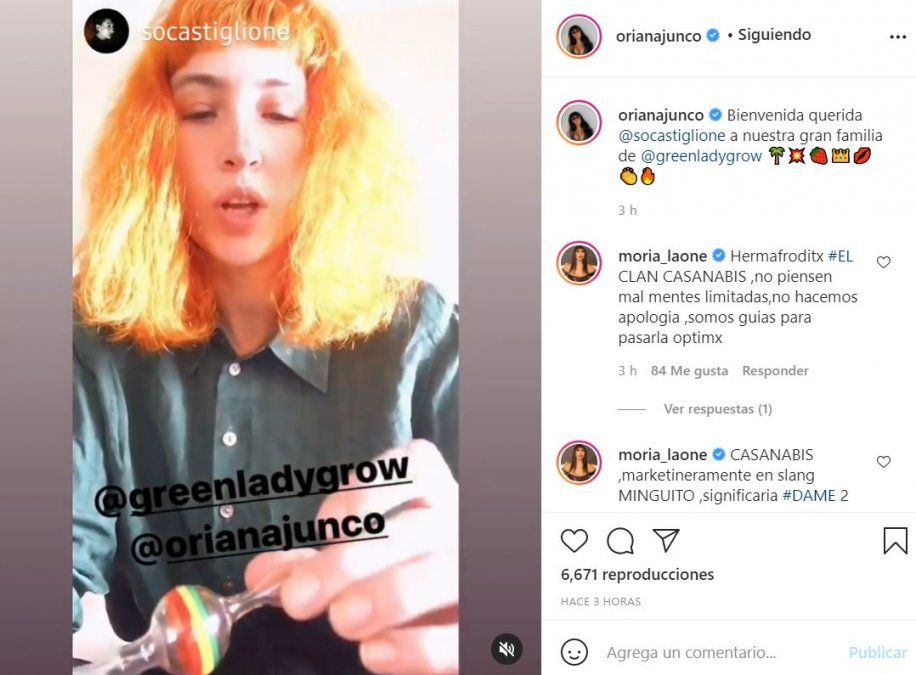 Moria dijo que no hace apología a la marihuana.