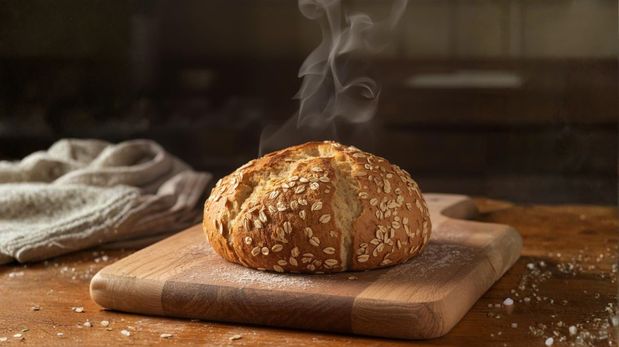 La receta para preparar pan de avena en sartén y sin levadura.