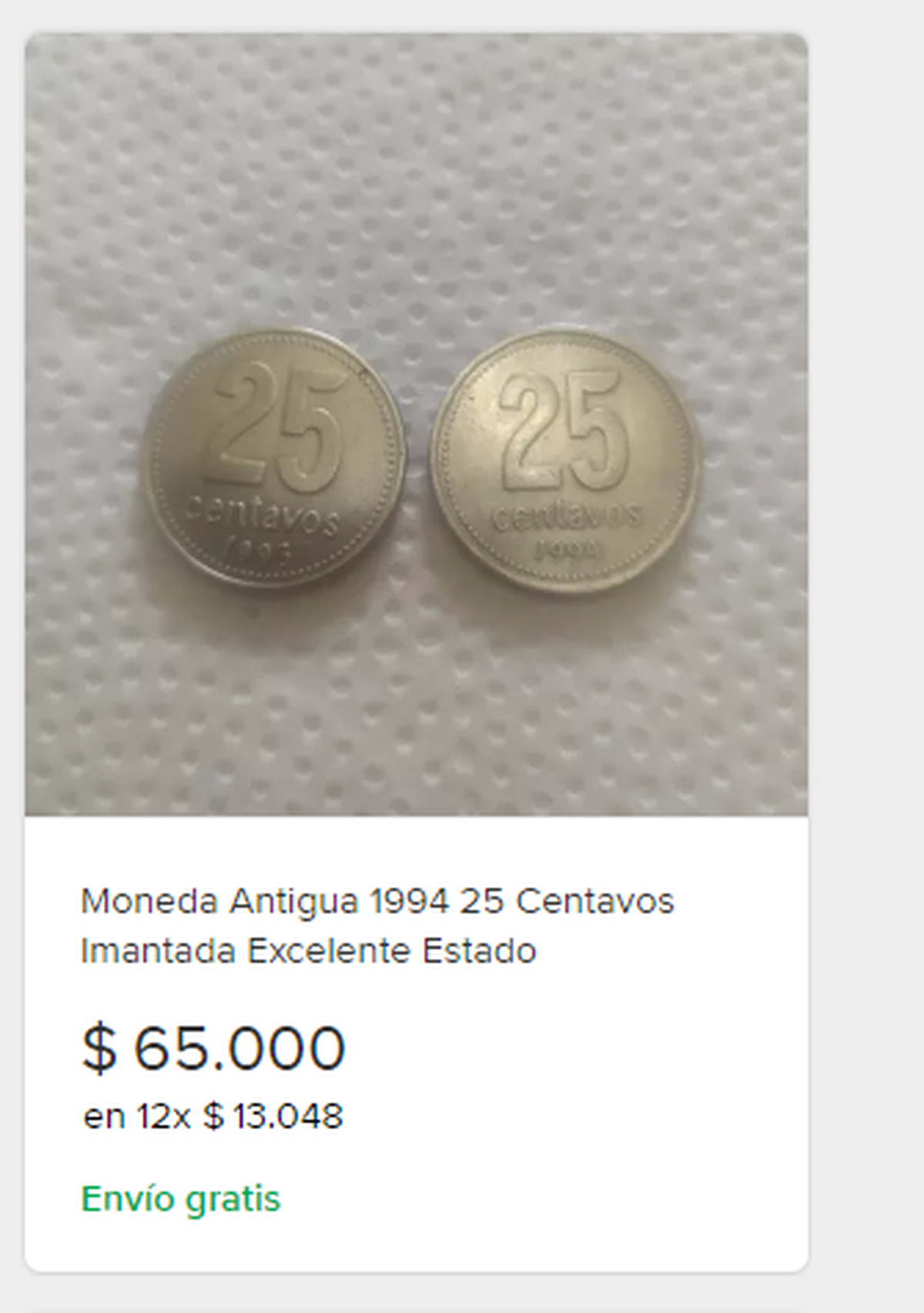 Moneda Antigua 1994 de 25 centavos. Moneda Antigua 1994 de 25 centavos.