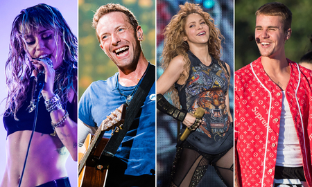 Shakira, Coldplay, Myley Cyrus y Justin Bieber Shakira, Coldplay, Myley Cyrus y Justin Bieber
