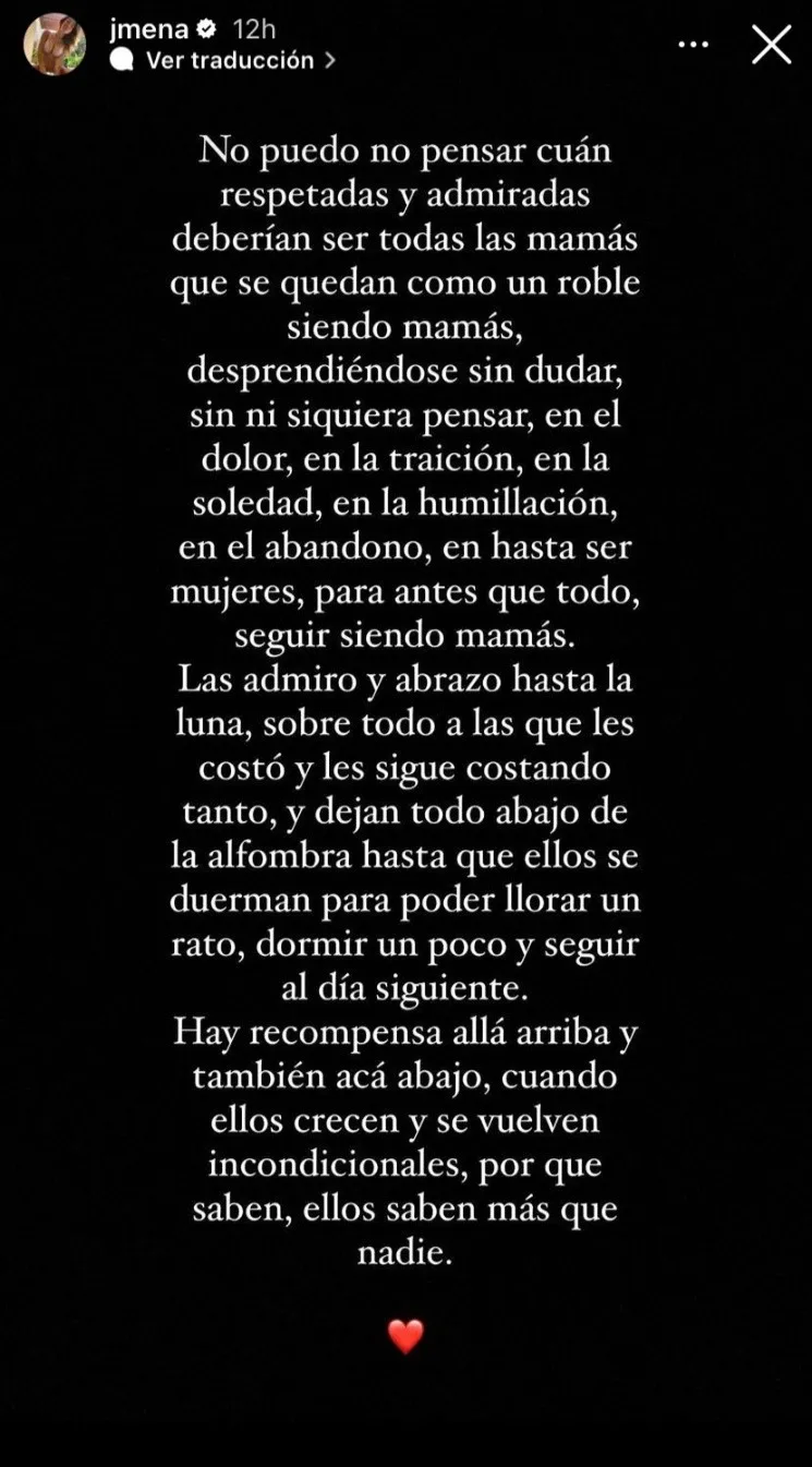 La reflexión de Jimena Barón sobre la maternidad.