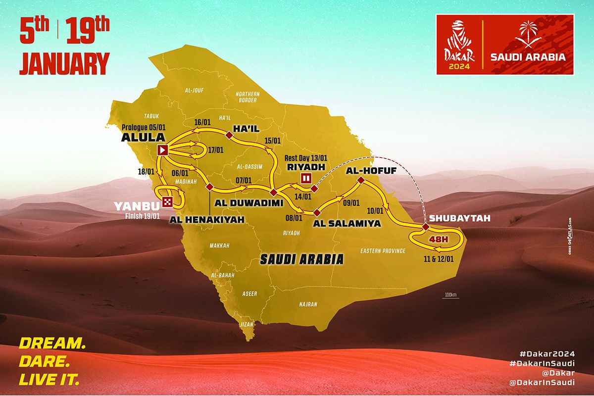 Recorrido del Rally Dakar de Arabia Saudita. Recorrido del Rally Dakar de Arabia Saudita.