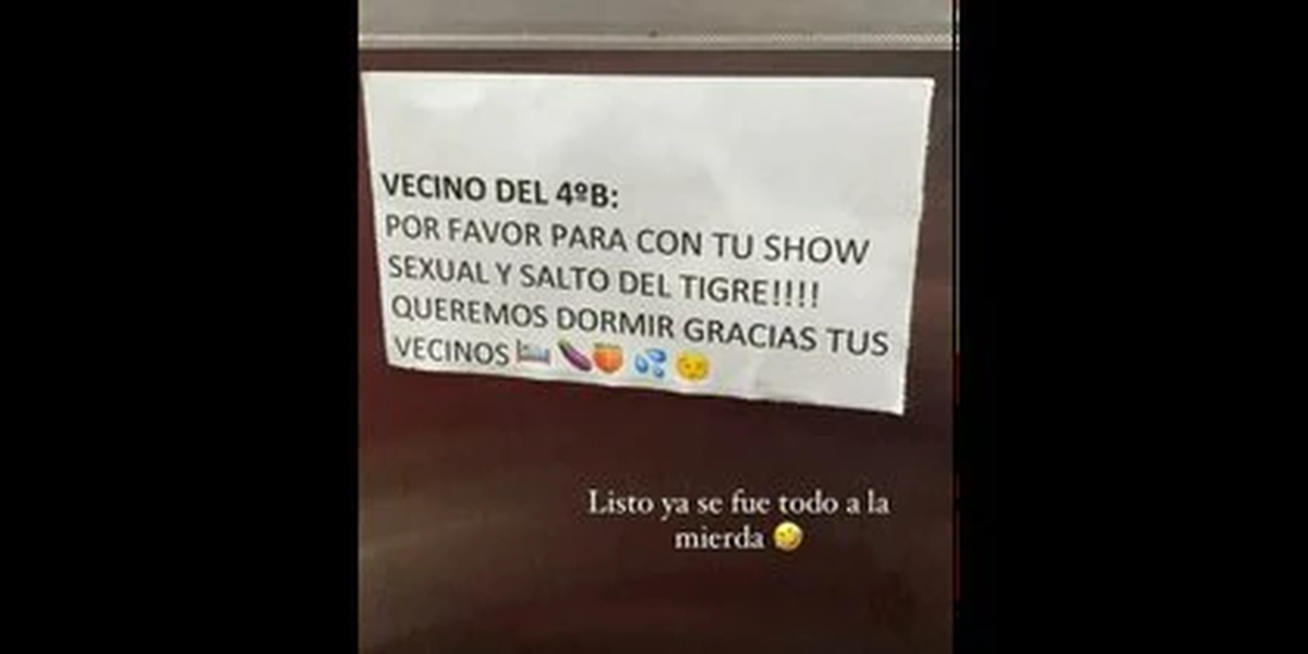 En un edificio de Comodoro se desató un escándalo entre vecinos, ya que manifiestan que el ocupante de 4º B hace ruidos molestos que no les permiten dormir. Es por eso que le dejaron una nota muy particular.