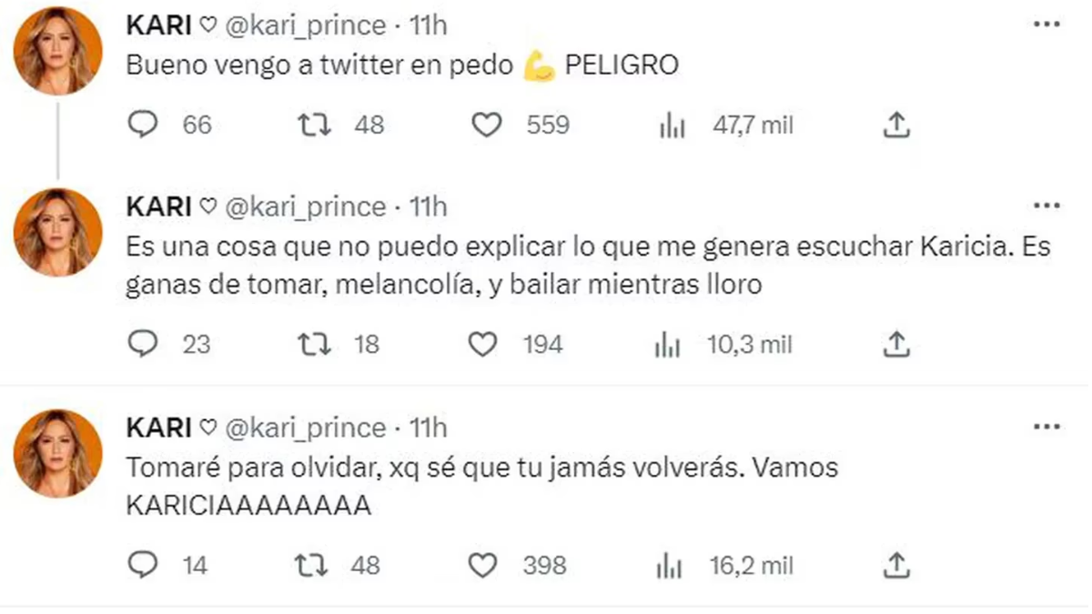Karina La Princesita publicó polémicos tuits que preocuparon a sus seguidores.