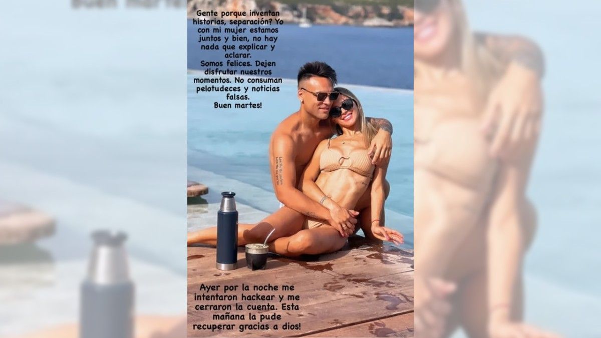 Mediante una historia de Instagram, Lautaro Martínez explicó que le habían hackeado la cuenta y mencionó que sigue siendo feliz junto a su pareja.