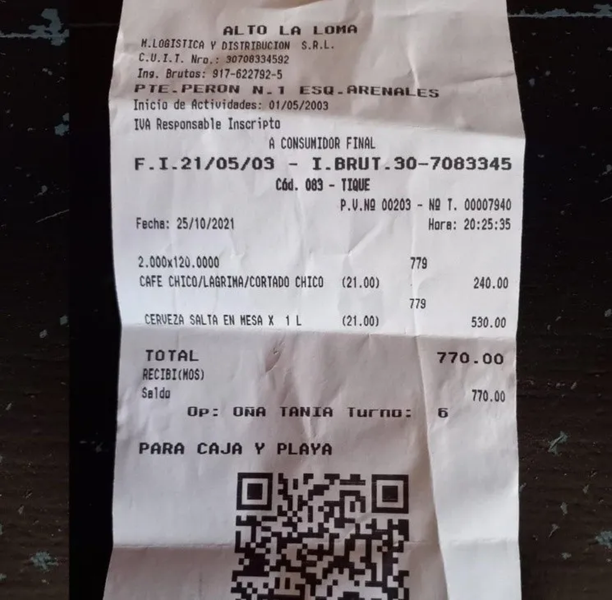 Ticket viral: fue a tomarse una cerveza, pero termin&oacute; indignado cuando vio cuanto se la cobraron (imagen Cuarto Poder Salta).
