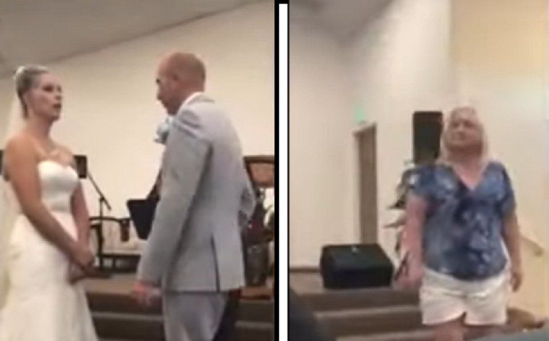 Video viral muestra como una suegra interrumpió el casamiento de su hijo: Me va a robar a mi hijo.