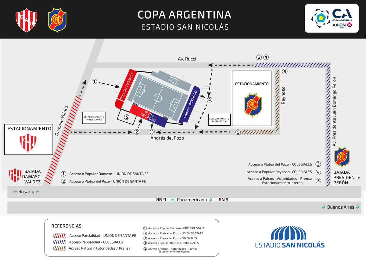 Así será el operativo de seguridad para Unión-Colegiales en San Nicolás por Copa Argentina: las rutas. Así será el operativo de seguridad para Unión-Colegiales en San Nicolás por Copa Argentina: las rutas.