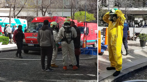 En los alrededores del edificio se montó un protocolo de urgencia conformado por personal del SAME, la Policía y Bomberos de la Ciudad.