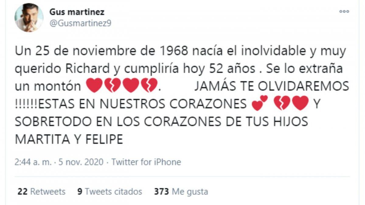 El mensaje de Gustavo Martínez para Ricardo.