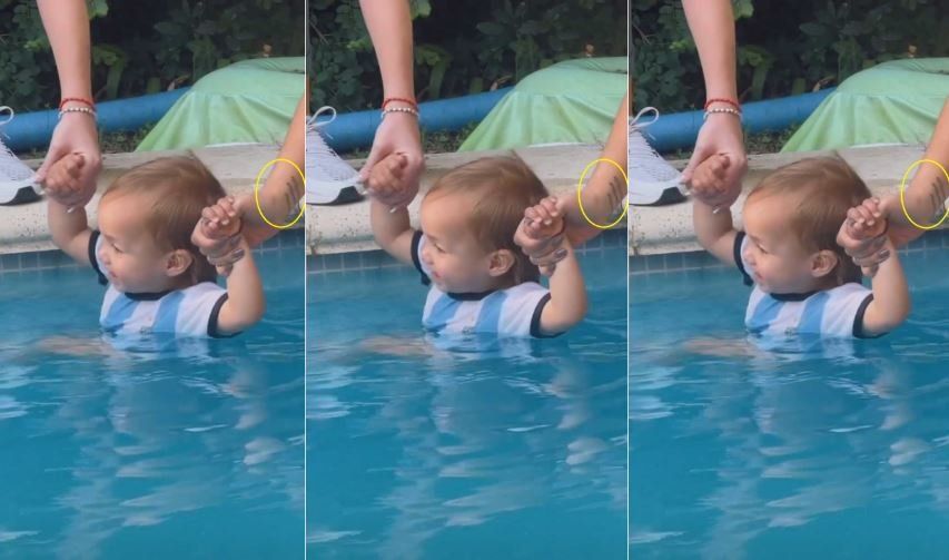 Jamaica, la hija de L-Gante, nadó con Wanda Nara.