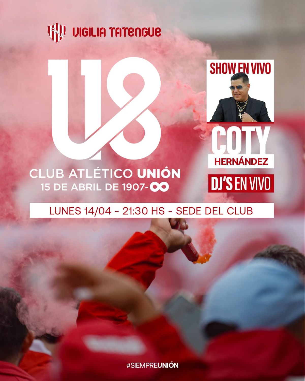 La vigilia tatengue será el lunes 14 de abril a partir de 21:30. La vigilia tatengue será el lunes 14 de abril a partir de 21:30.