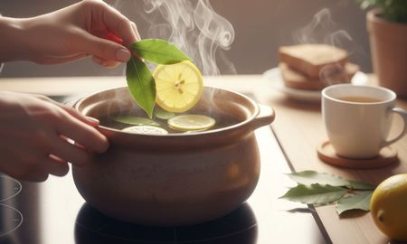 El laurel libera aceites esenciales al hervirse, responsables de su aroma y propiedades terapéuticas. El laurel libera aceites esenciales al hervirse, responsables de su aroma y propiedades terapéuticas.