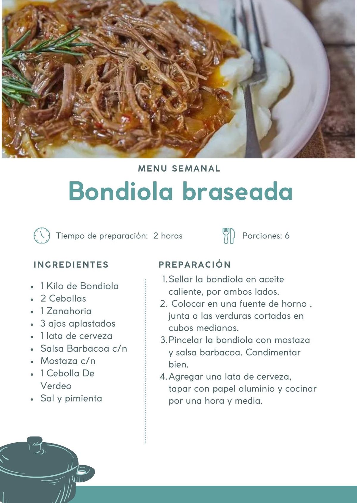 Receta de bondiola braseada. Receta de bondiola braseada.
