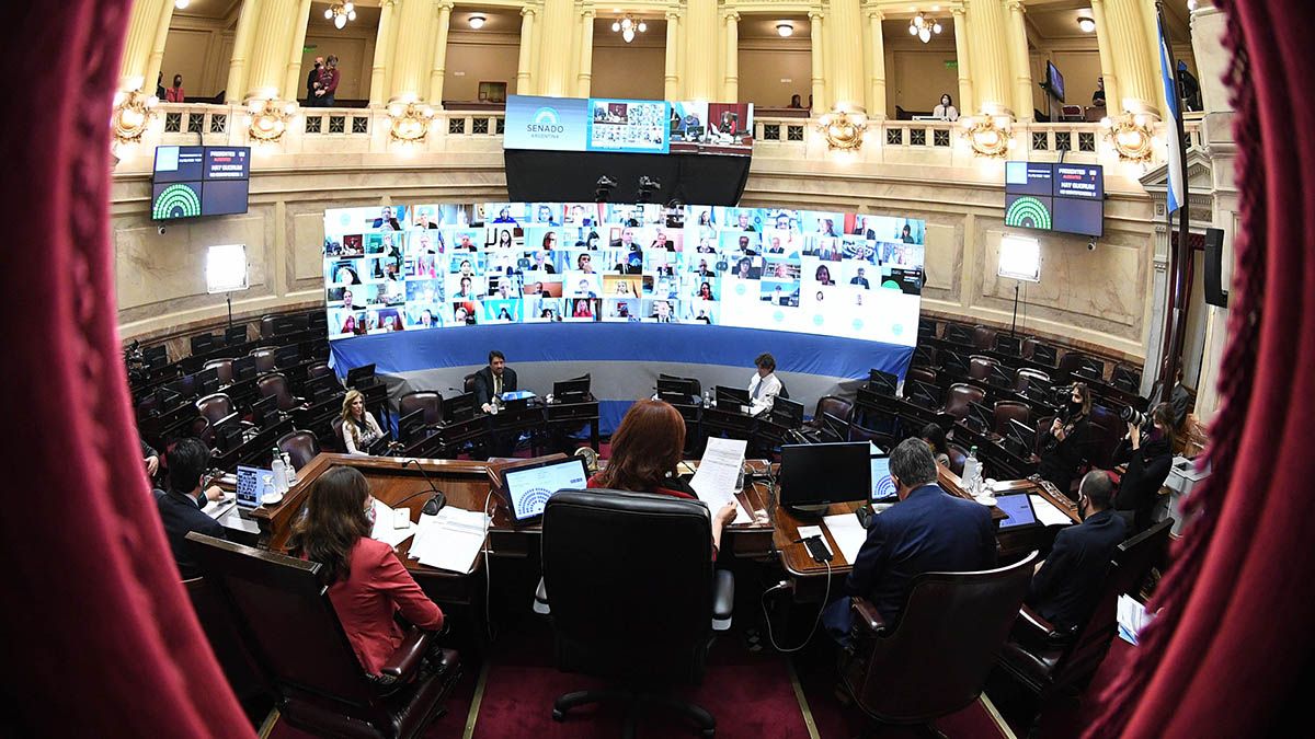 Sesión virutal en el Senado de la Nación Argentina.