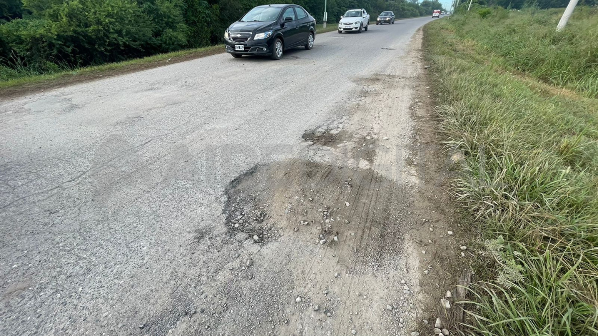Los hundimientos en el Acceso Norte de Santo Tomé volvieron a aparecer.