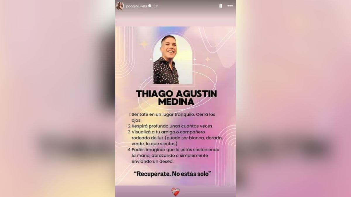 Julieta Poggio utilizó su cuenta de Instagram para enviarle fuerzas a Thiago Medina. Julieta Poggio utilizó su cuenta de Instagram para enviarle fuerzas a Thiago Medina.