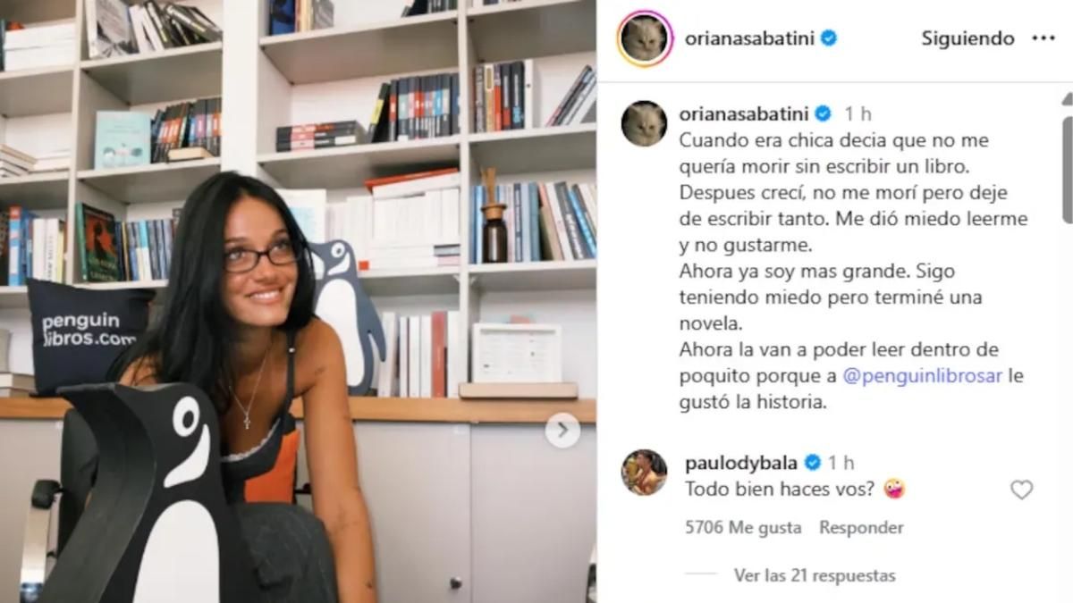 Paulo Dybala celebró el anuncio de Oriana Sabatini, quien confirmó que Penguin Libros publicará su historia muy pronto. Paulo Dybala celebró el anuncio de Oriana Sabatini, quien confirmó que Penguin Libros publicará su historia muy pronto. 