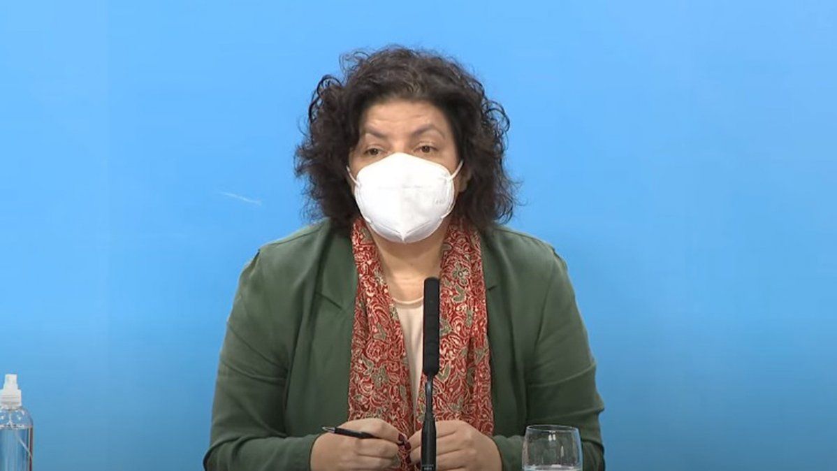 La ministra de Salud durante el informe epidemiológico de este miércoles en Argentina.