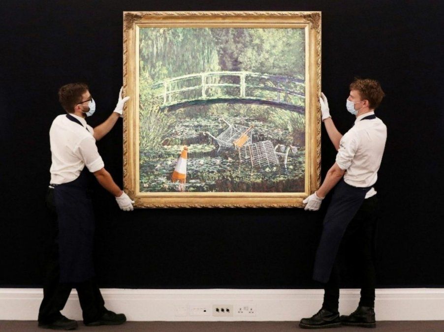 Subastarán óleo de Banksy inspirado en famosa obra del impresionista Claude Monet