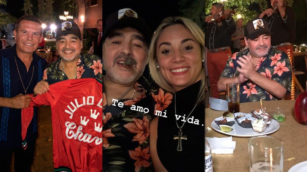 La fiesta de Maradona con Rocío Oliva y Maluma