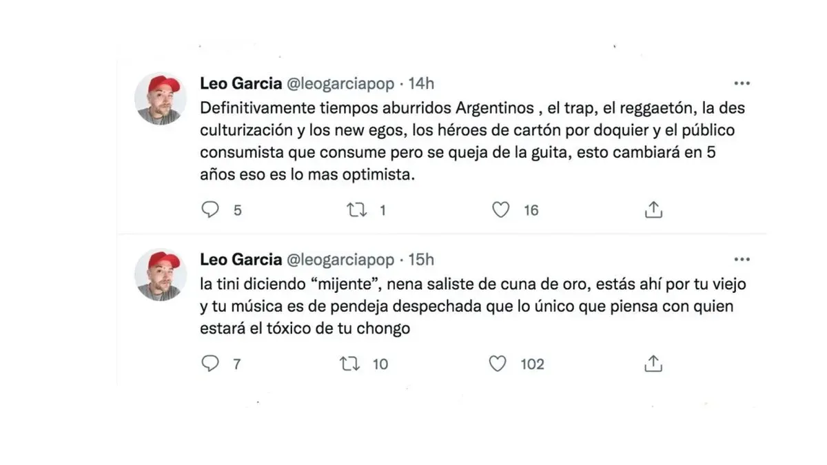 Leo García criticó fuertemente a Tini, alegando que su éxito se debe a su padre.