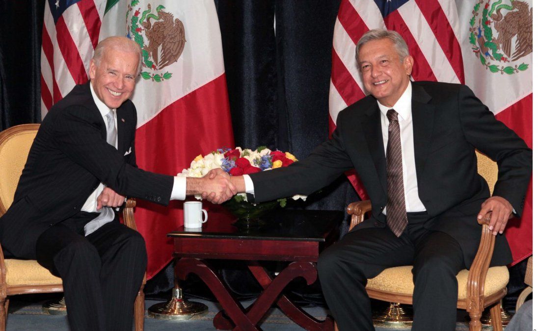 Biden en un encuentro con su par, López Obrador.