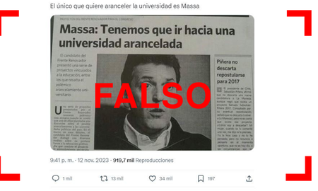 Es falso el recorte de Clarín en el que Sergio Massa propone arancelar la universidad pública Es falso el recorte de Clarín en el que Sergio Massa propone arancelar la universidad pública