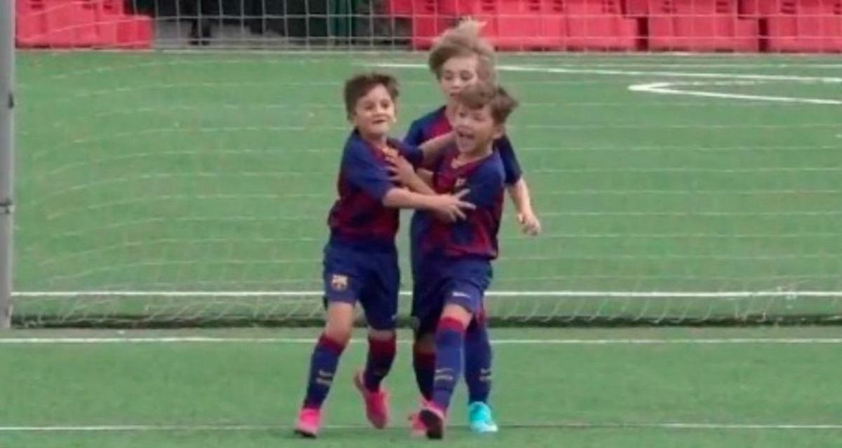 Thiago Messi emula a Lionel y ya mete goles con el Barcelona