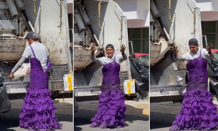 Recolector de basura se hace viral en TikTok por usar vestido y bailar en la calle Recolector de basura se hace viral en TikTok por usar vestido y bailar en la calle