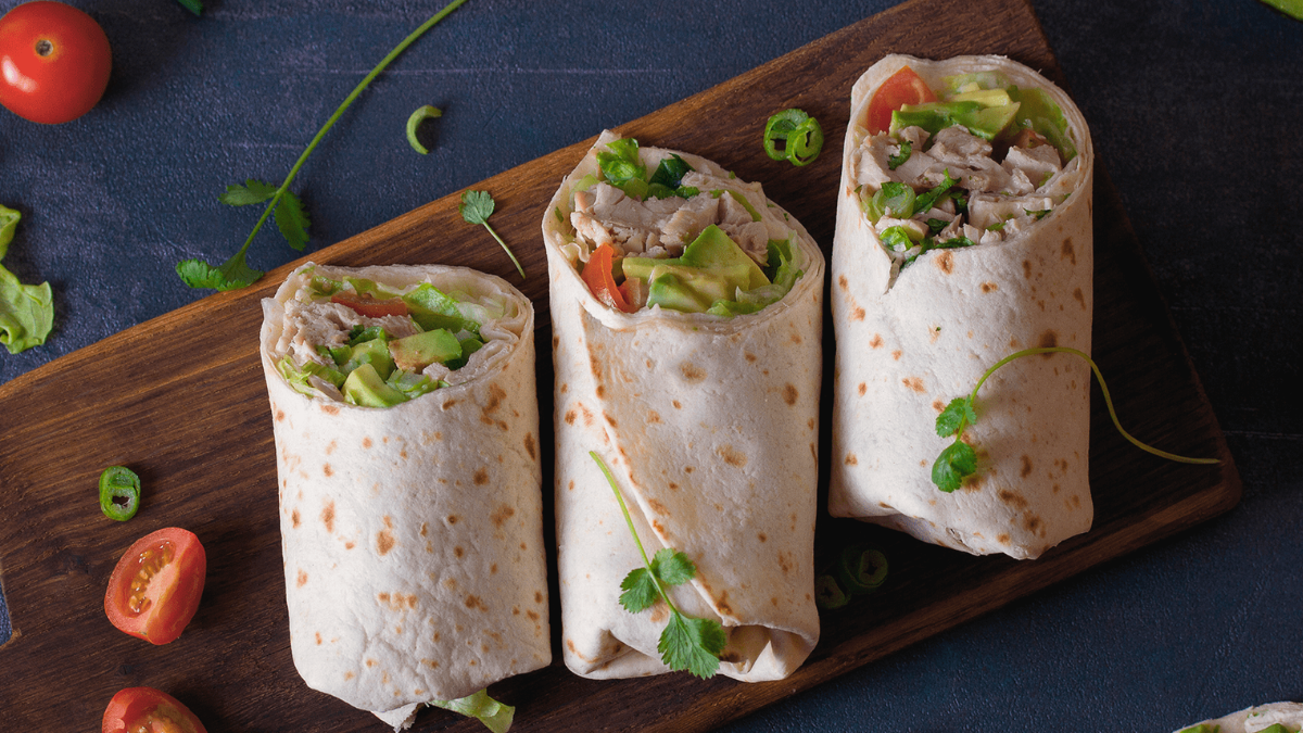 Receta de wraps de pollo y palta.