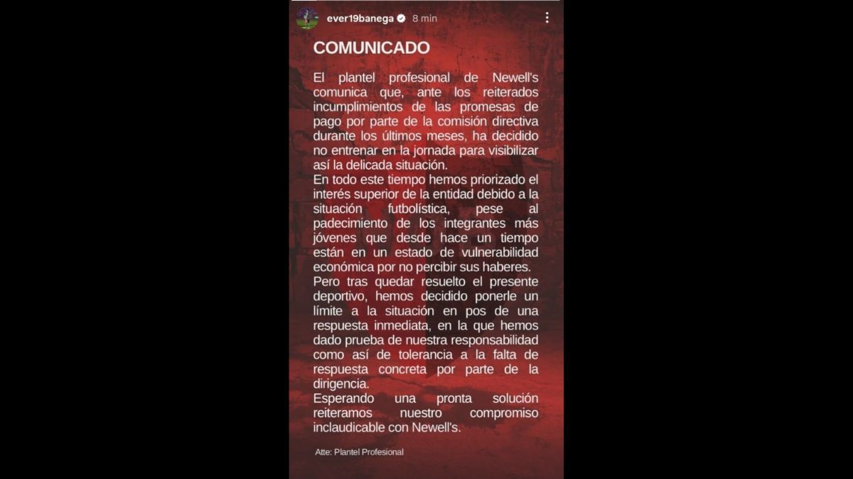 El comunico del plantel de Newell's.