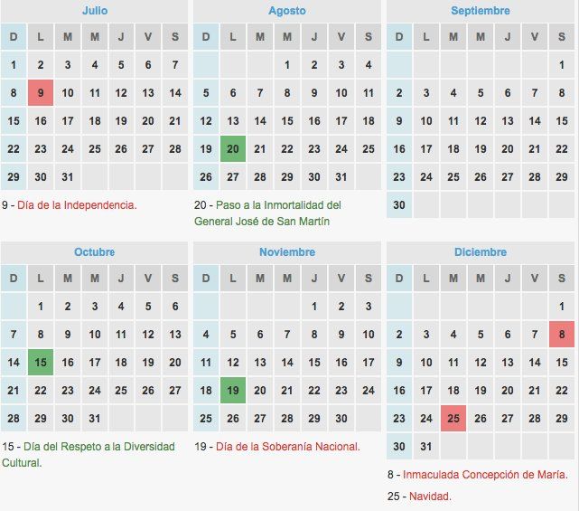 Consultá el calendario de feriados 2018 de la Argentina
