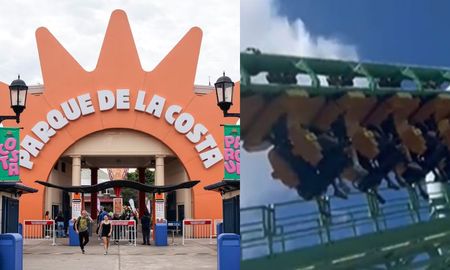 terror en el parque de la costa: fallo una montana rusa y dejo a todos colgados en el aire