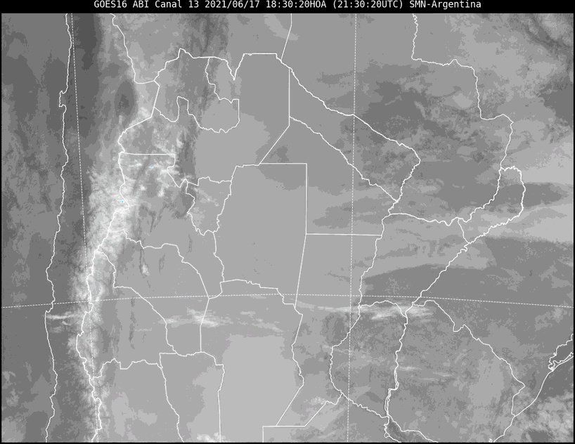 Imagen satelital del tiempo a las 18.30 del jueves.