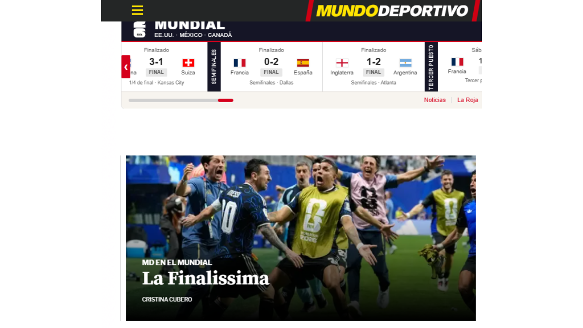 Mundo Deportivo ya vive "La finalissima", el partido que no se jugó en marzo. Mundo Deportivo ya vive "La finalissima", el partido que no se jugó en marzo.