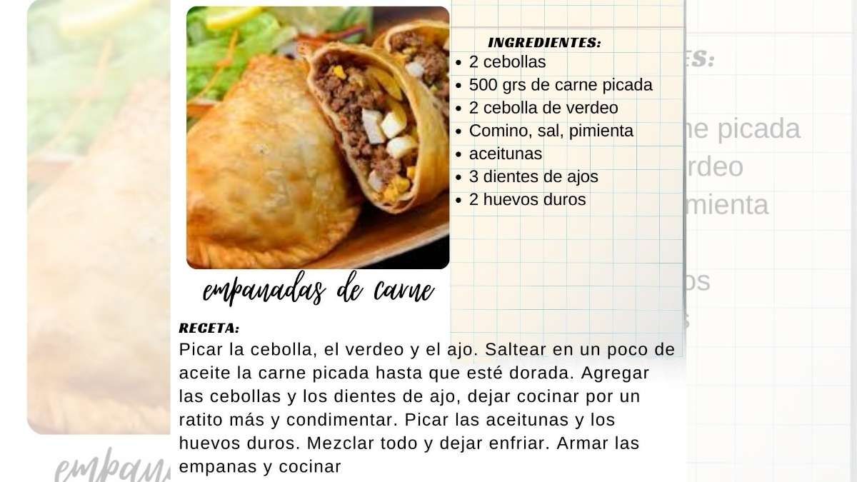 Animate a hacer estas deliciosas empanadas de carne para compartir en familia. Animate a hacer estas deliciosas empanadas de carne para compartir en familia.