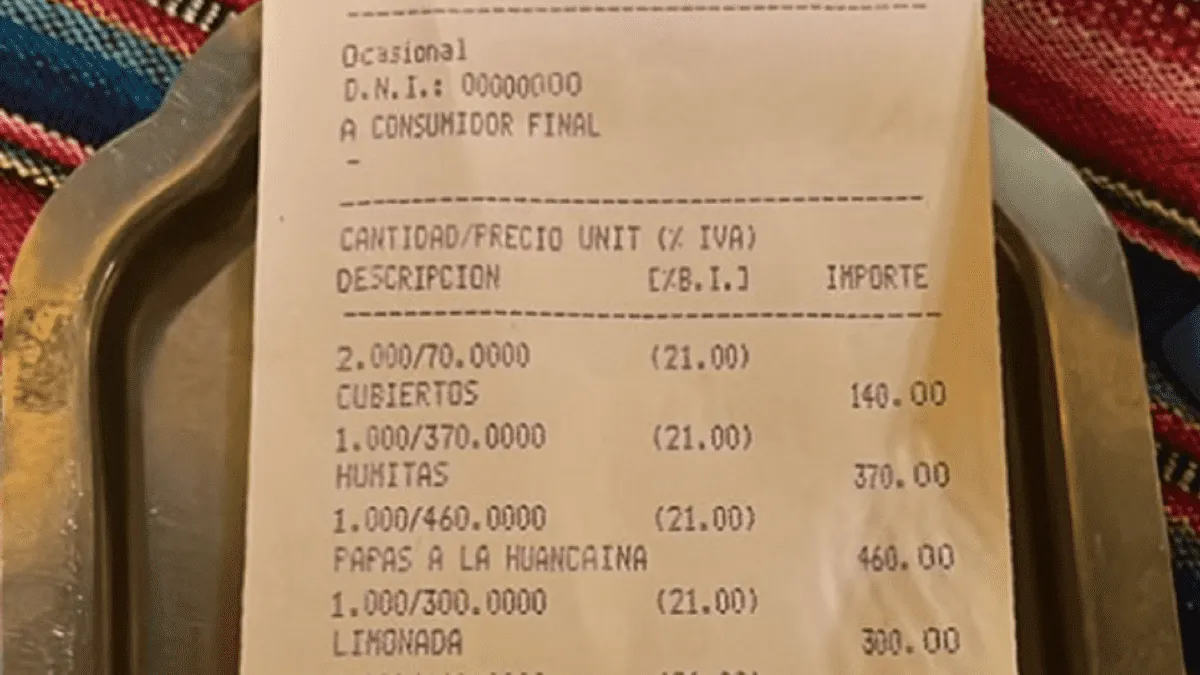 Pidieron una cena para dos en un restaurante de Jujuy y la cuenta generó debate en las redes: ¿caro o barato?