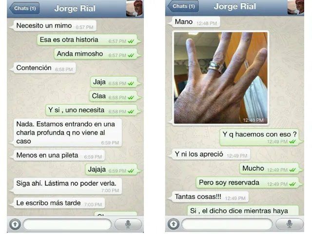 Los chats donde Rial le tiraba onda a Marianela Mirra. 