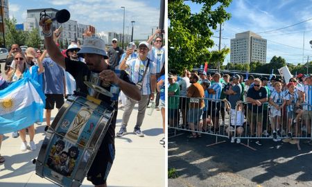 Los hinchas argentinos a la espera del debut de la Selección ante Argelina en Kansas City. Los hinchas argentinos a la espera del debut de la Selección ante Argelina en Kansas City.