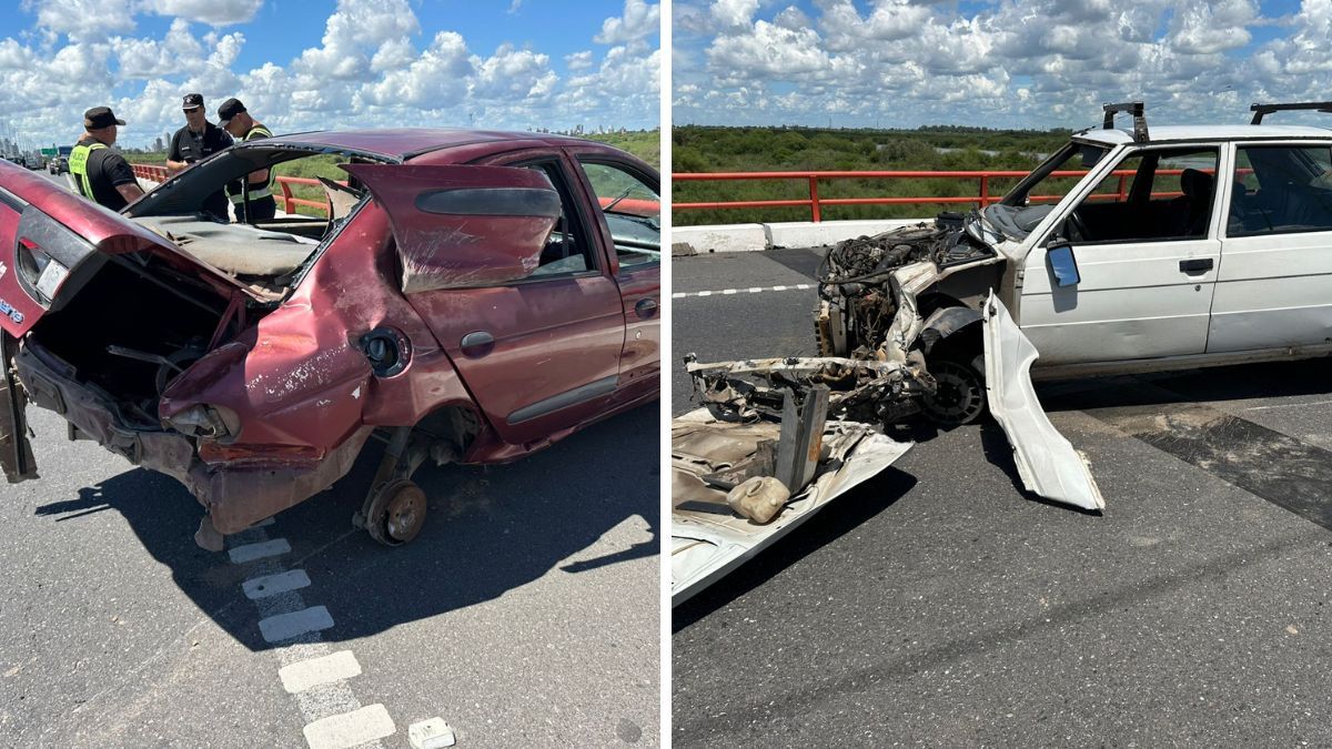 Así quedaron los vehículos tras los choques que alteraron el sábado en Autopista Rosario - Santa Fe.