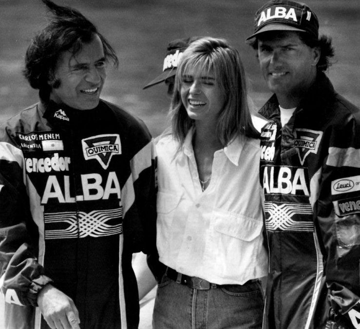 Carlos Menem, Karina Rabolini y Daniel Scioli, en una imagen de 1989.