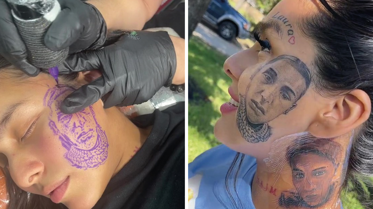 Viral: una mujer le perdonó una infidelidad a su pareja y se tatuó su imagen en la cara