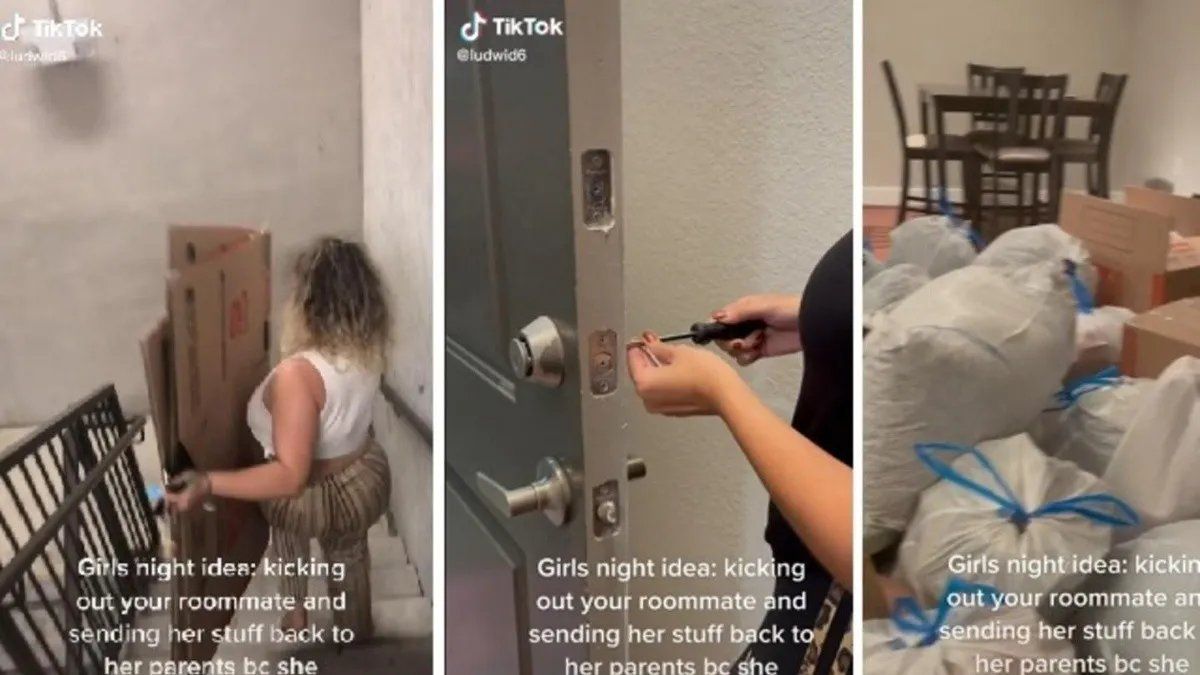 Vídeo viral: se cansaron de que su amiga no pagara el alquiler y la echaron a la calle